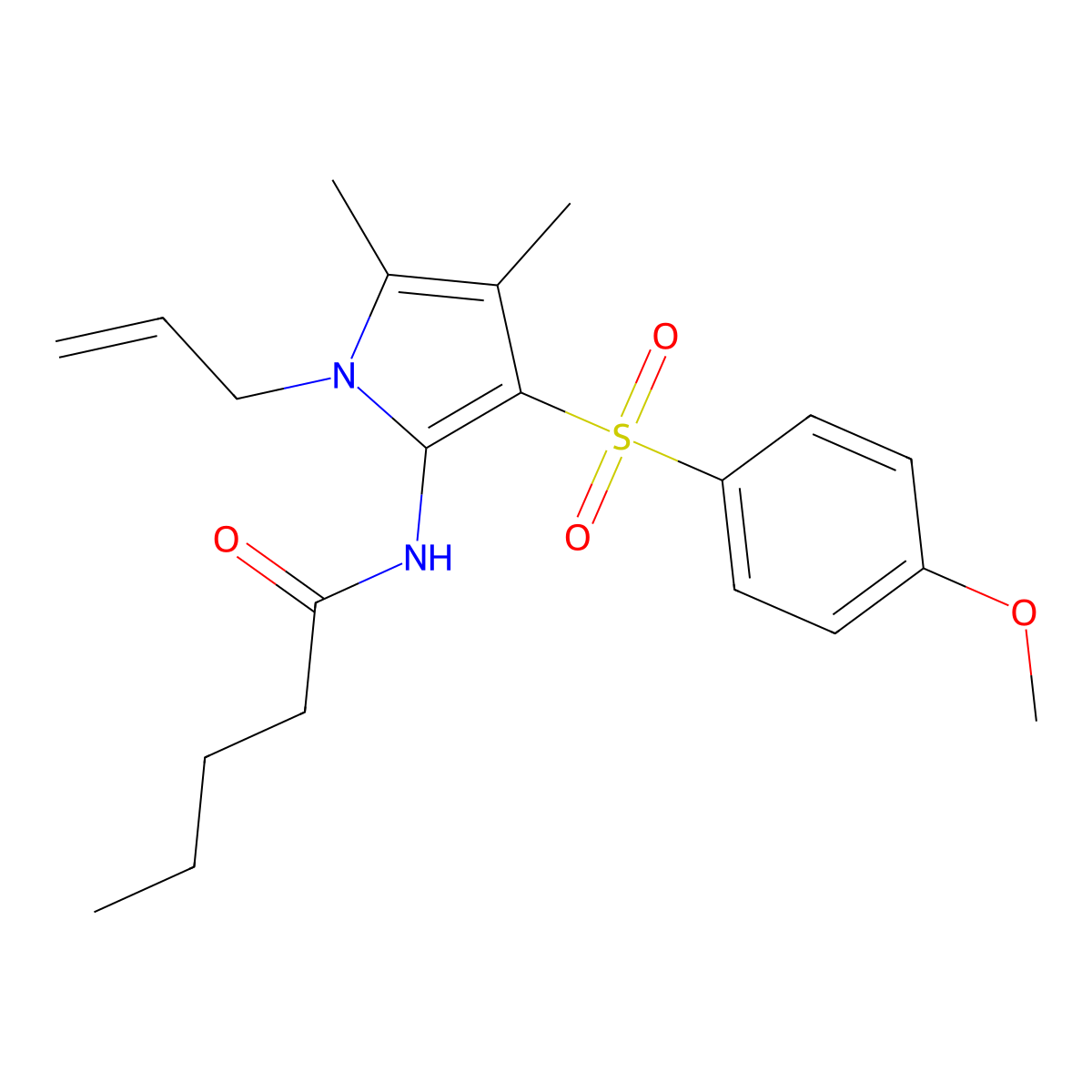N-{3-[(4-methoxyphenyl)sulfonyl]-4,5-dimethyl-1-(prop-2-en-1-yl)-1H-pyrrol-2-yl}pentanamide molecular structure, CAS 1010874-13-1