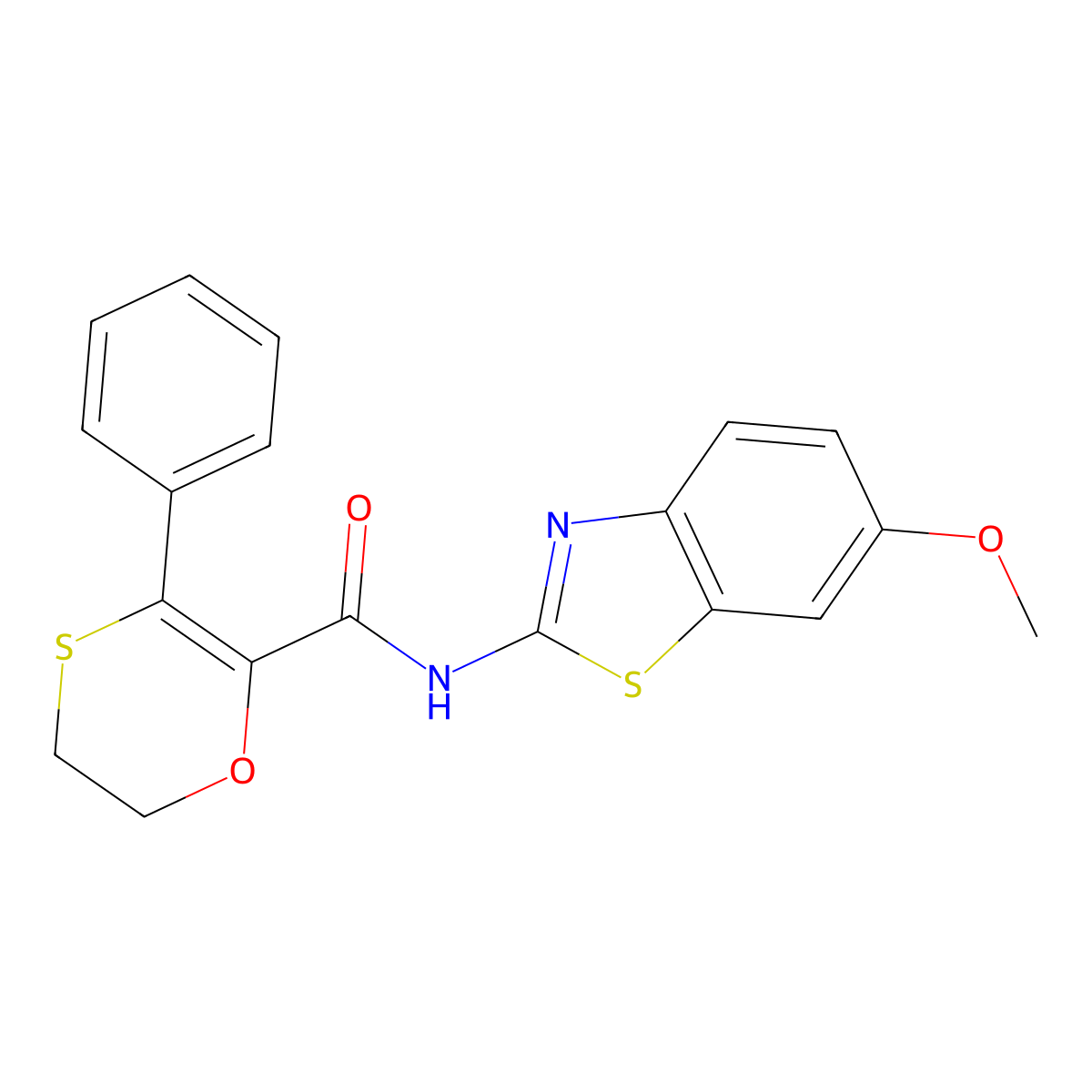 N-[(2Z)-6-methoxy-1,3-benzothiazol-2(3H)-ylidene]-3-phenyl-5,6-dihydro-1,4-oxathiine-2-carboxamide molecular structure, CAS 1010874-27-7