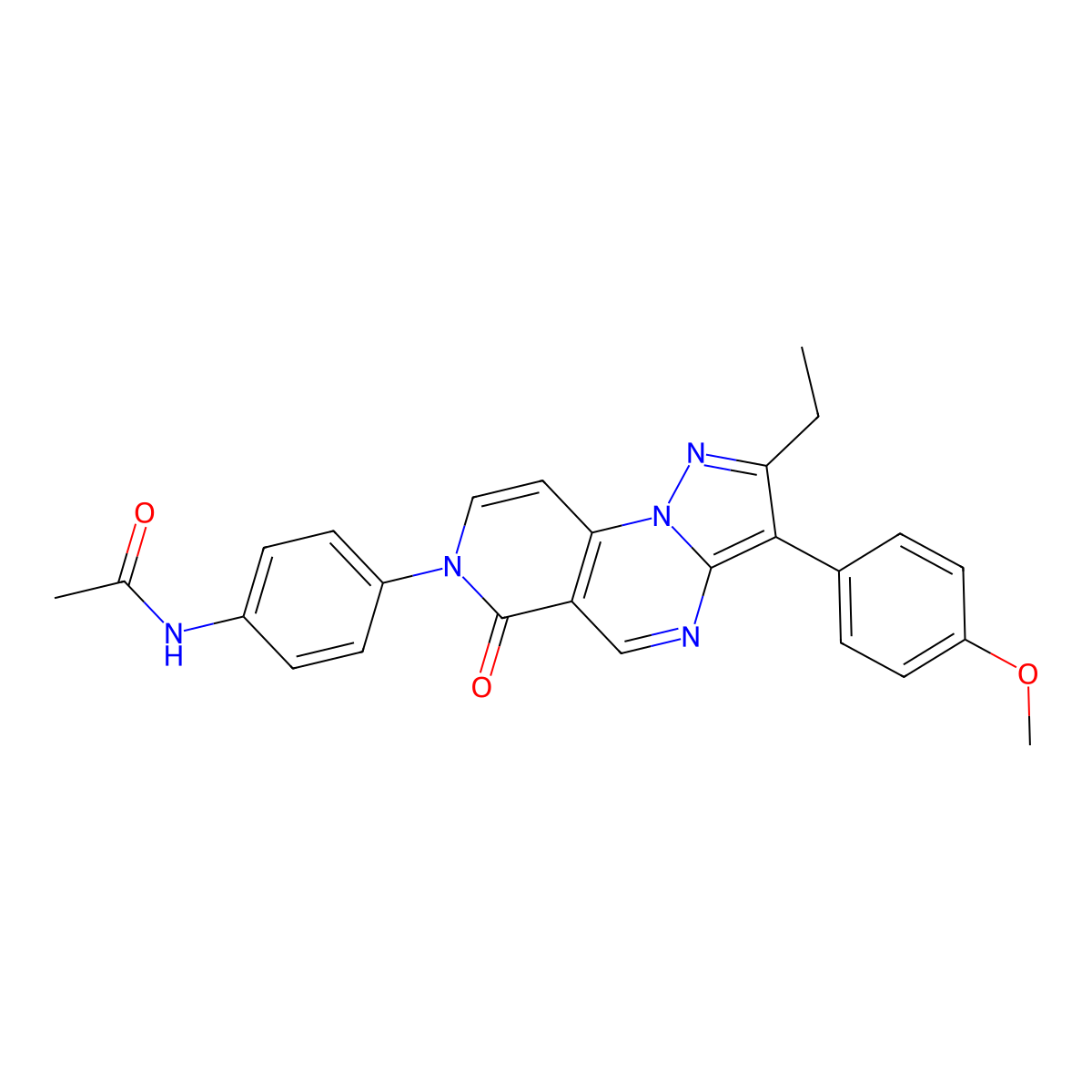 N-{4-[2-ethyl-3-(4-methoxyphenyl)-6-oxopyrazolo[1,5-a]pyrido[3,4-e]pyrimidin-7(6H)-yl]phenyl}acetamide molecular structure, CAS 1010874-42-6