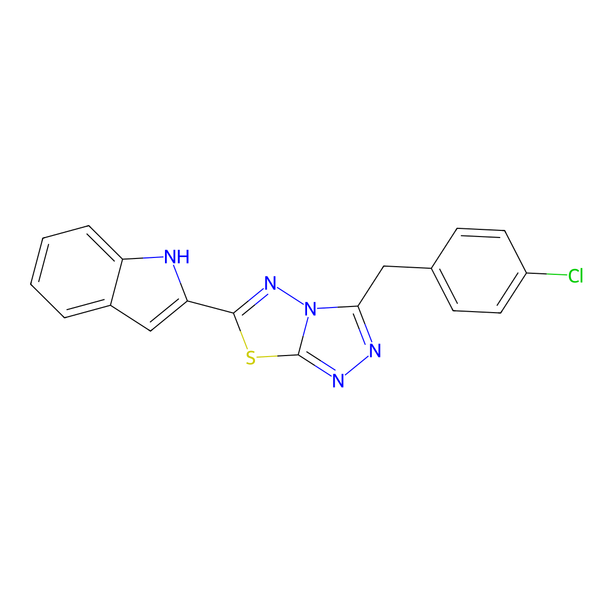 2-[3-(4-chlorobenzyl)[1,2,4]triazolo[3,4-b][1,3,4]thiadiazol-6-yl]-1H-indole molecular structure, CAS 1010874-54-0
