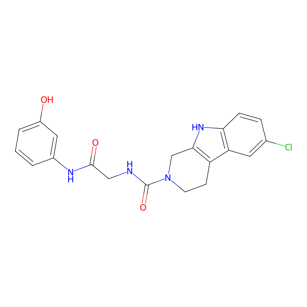 6-chloro-N-{2-[(3-hydroxyphenyl)amino]-2-oxoethyl}-1,3,4,9-tetrahydro-2H-beta-carboline-2-carboxamide molecular structure, CAS 1010874-61-9