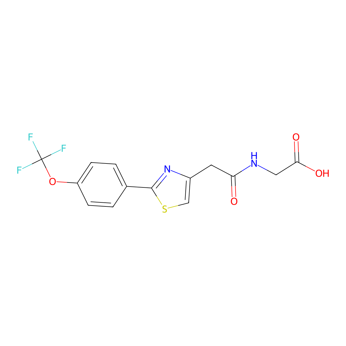 N-({2-[4-(trifluoromethoxy)phenyl]-1,3-thiazol-4-yl}acetyl)glycine molecular structure, CAS 1010874-63-1