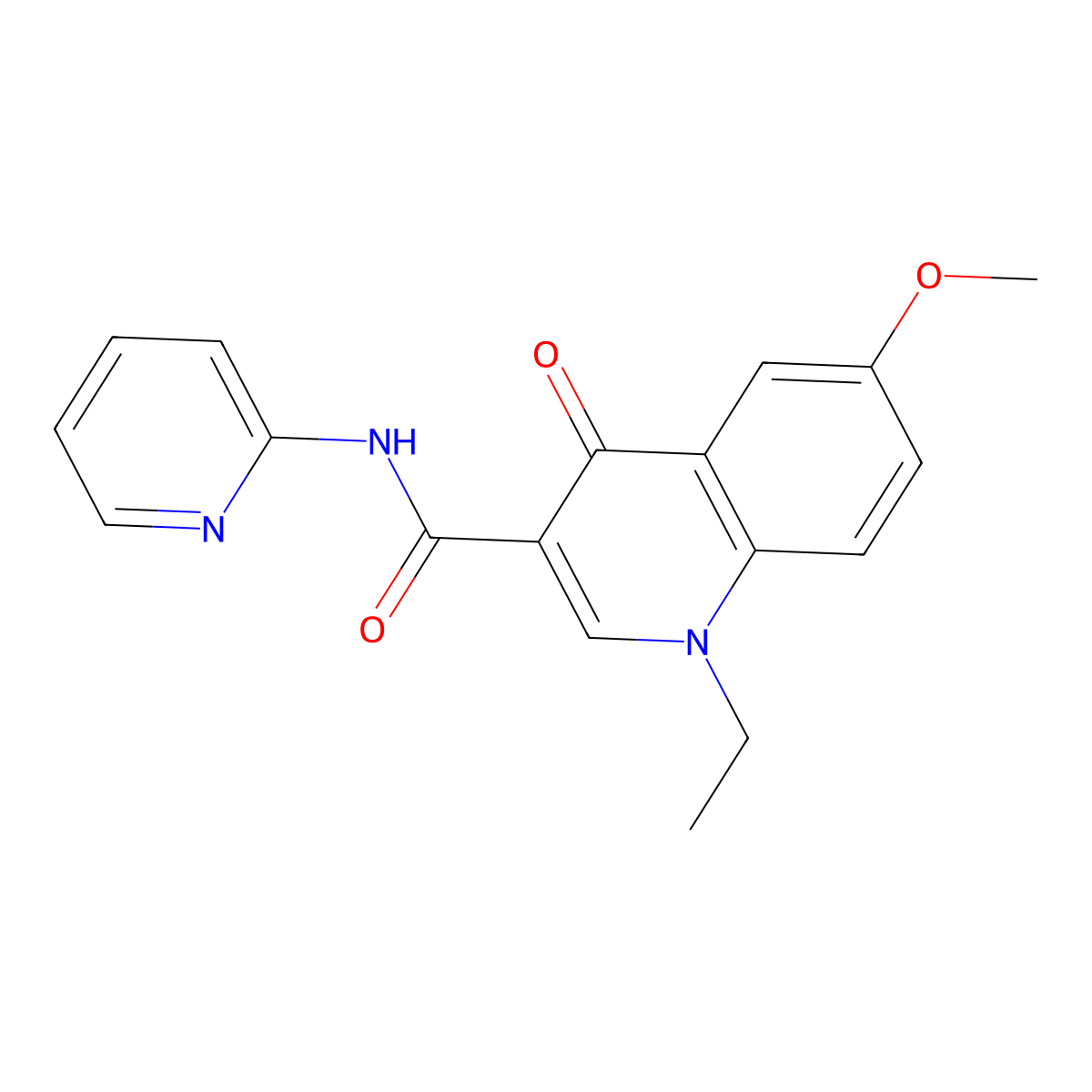 1-Ethyl-6-methoxy-4-oxo-N-(pyridin-2-yl)quinoline-3-carboxamide molecular structure, CAS 1010874-78-8