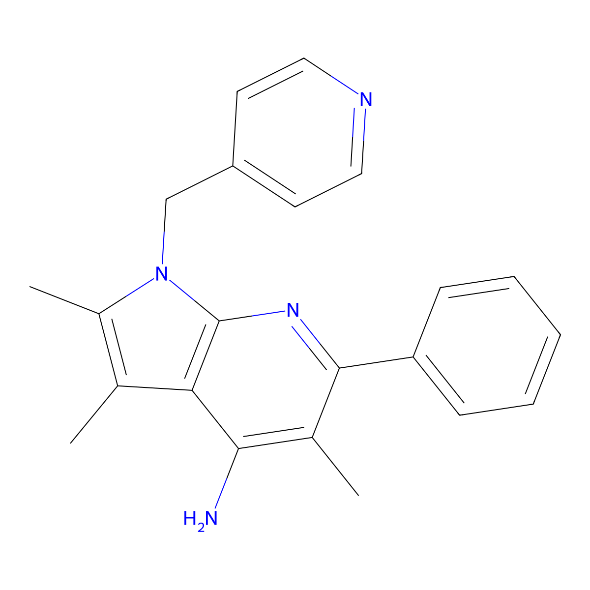 2,3,5-trimethyl-6-phenyl-1-(pyridin-4-ylmethyl)-1H-pyrrolo[2,3-b]pyridin-4-amine molecular structure, CAS 1010874-94-8