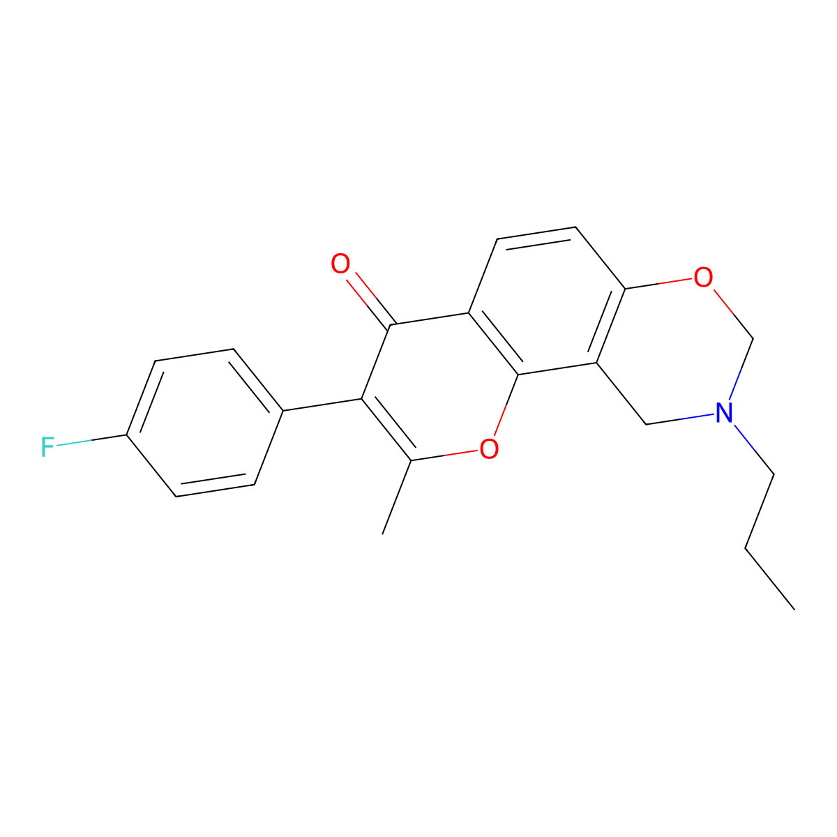 3-(4-fluorophenyl)-2-methyl-9-propyl-9,10-dihydrochromeno[8,7-e][1,3]oxazin-4(8H)-one molecular structure, CAS 1010874-98-2