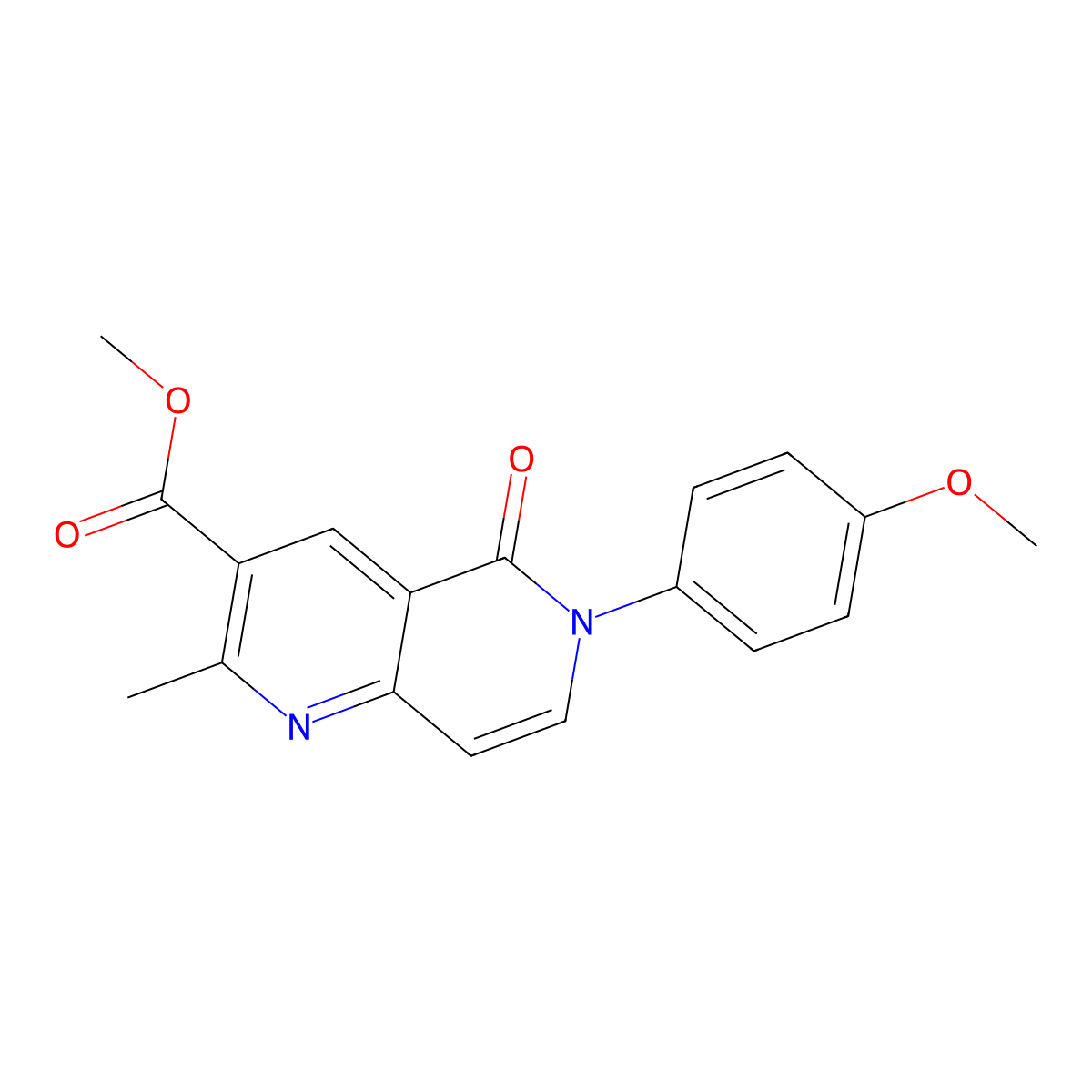 Methyl 6-(4-methoxyphenyl)-2-methyl-5-oxo-5,6-dihydro-1,6-naphthyridine-3-carboxylate molecular structure, CAS 1010875-06-5