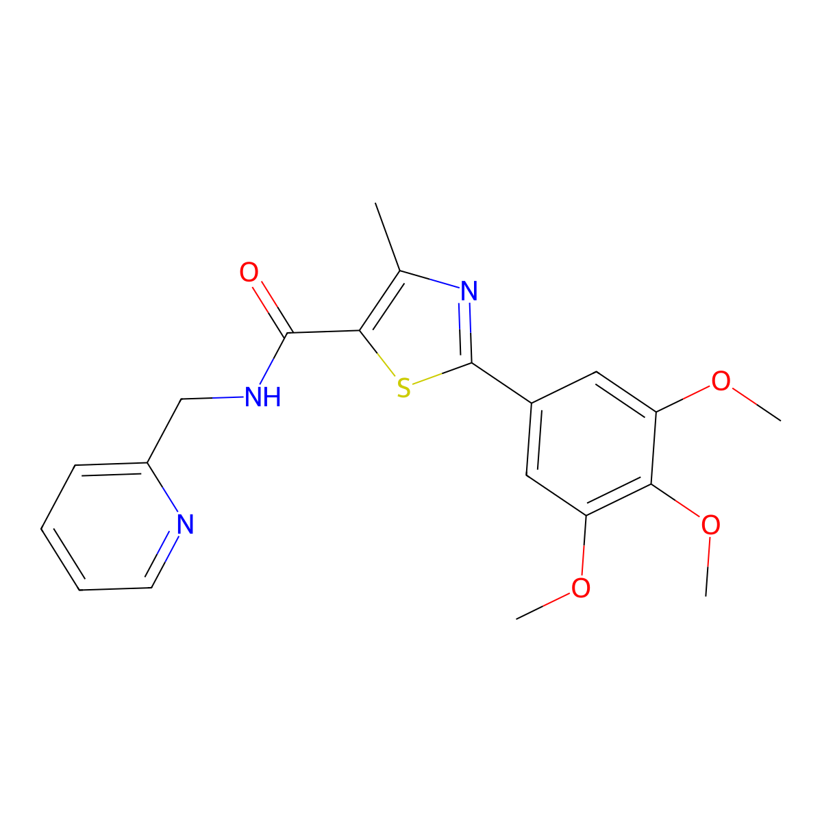 4-methyl-N-(pyridin-2-ylmethyl)-2-(3,4,5-trimethoxyphenyl)-1,3-thiazole-5-carboxamide molecular structure, CAS 1010875-19-0