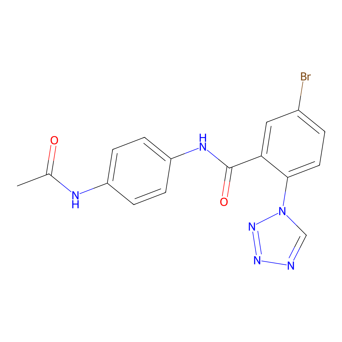 N-[4-(acetylamino)phenyl]-5-bromo-2-(1H-tetrazol-1-yl)benzamide molecular structure, CAS 1010875-50-9
