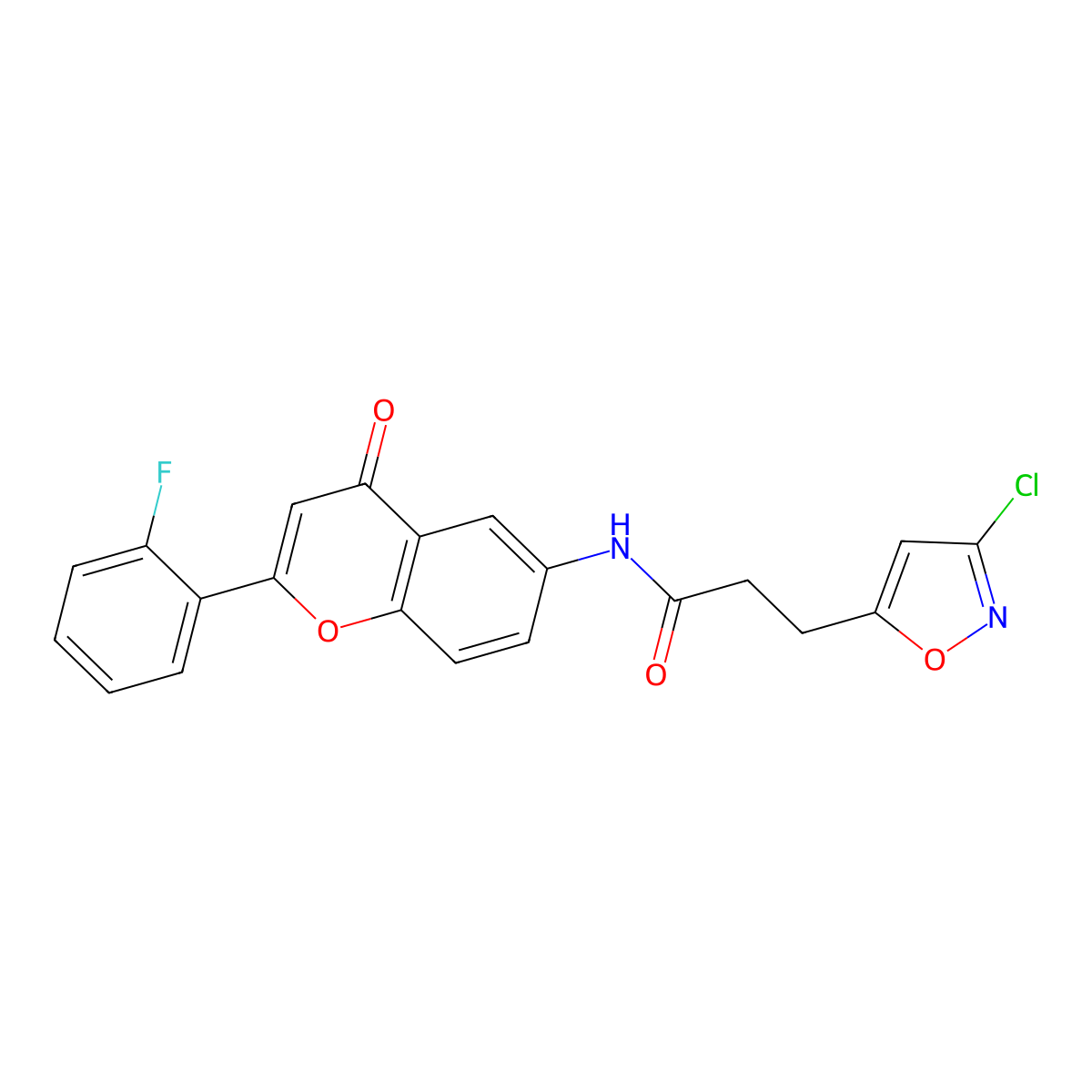 3-(3-chloro-1,2-oxazol-5-yl)-N-[2-(2-fluorophenyl)-4-oxo-4H-chromen-6-yl]propanamide molecular structure, CAS 1010875-52-1
