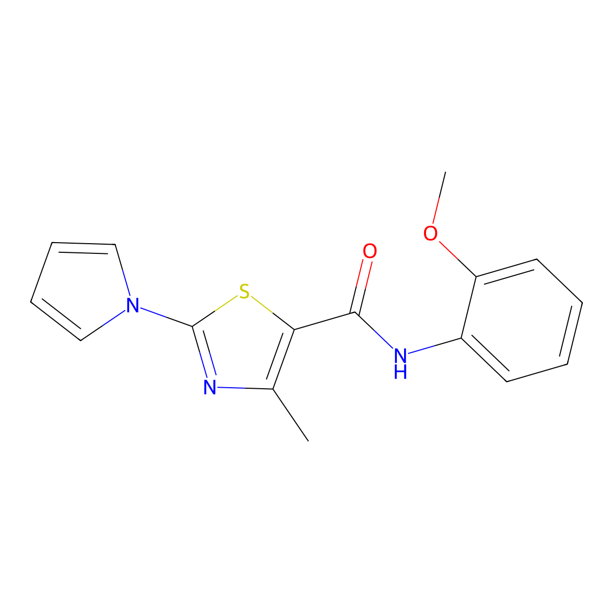 N-(2-methoxyphenyl)-4-methyl-2-(1H-pyrrol-1-yl)-1,3-thiazole-5-carboxamide molecular structure, CAS 1010875-56-5