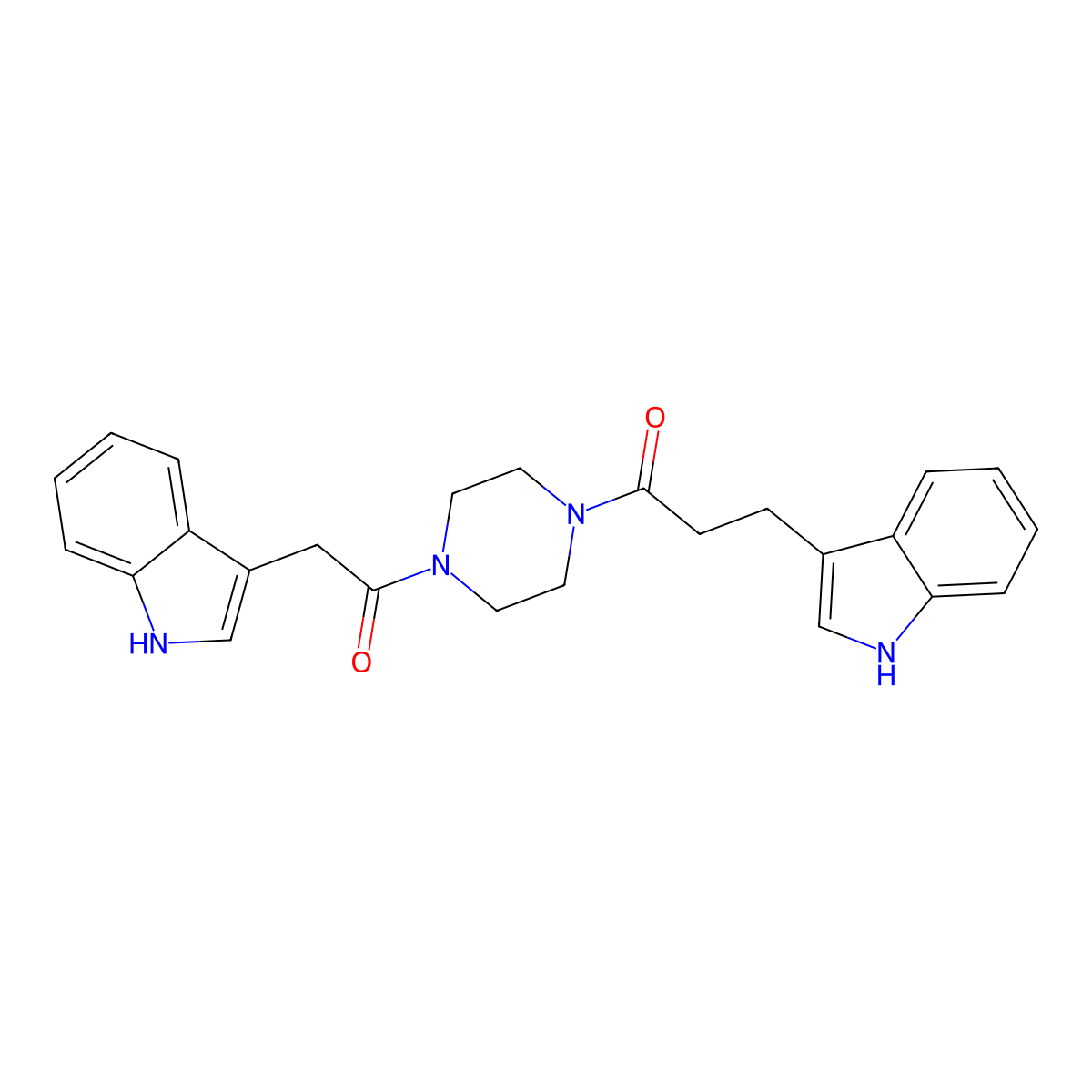 3-(1H-indol-3-yl)-1-[4-(1H-indol-3-ylacetyl)piperazin-1-yl]propan-1-one molecular structure, CAS 1010875-88-3