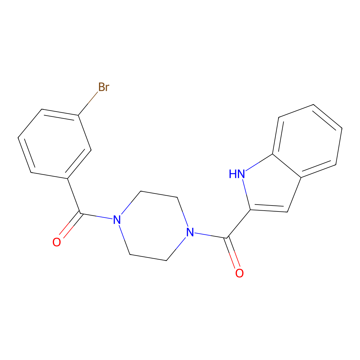 (3-bromophenyl)[4-(1H-indol-2-ylcarbonyl)piperazin-1-yl]methanone molecular structure, CAS 1010875-89-4