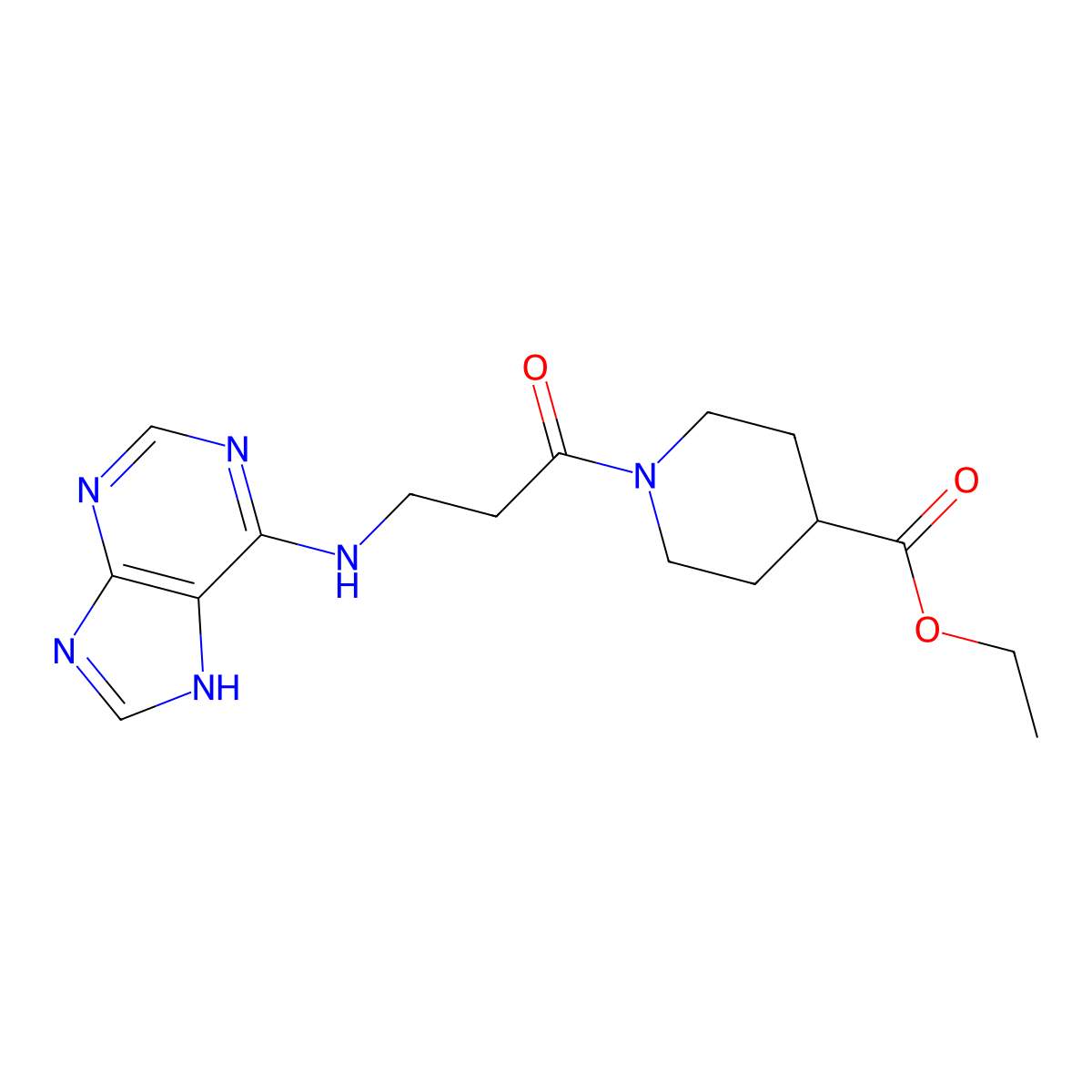 ethyl 1-[N-(7H-purin-6-yl)-beta-alanyl]piperidine-4-carboxylate molecular structure, CAS 1010875-96-3