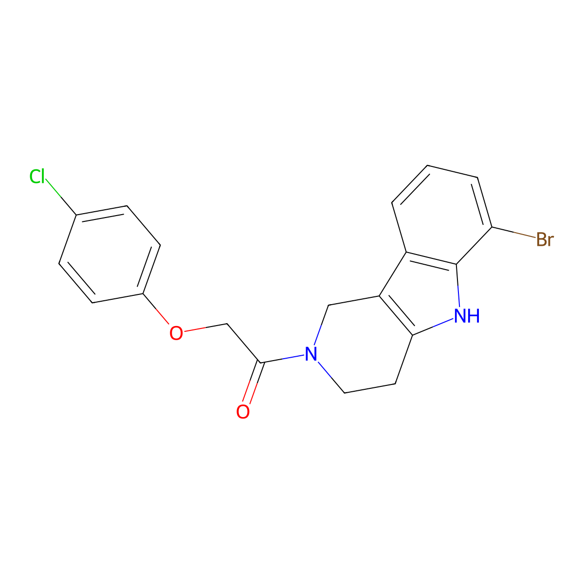 6-bromo-2-[(4-chlorophenoxy)acetyl]-2,3,4,5-tetrahydro-1H-pyrido[4,3-b]indole molecular structure, CAS 1010876-10-4