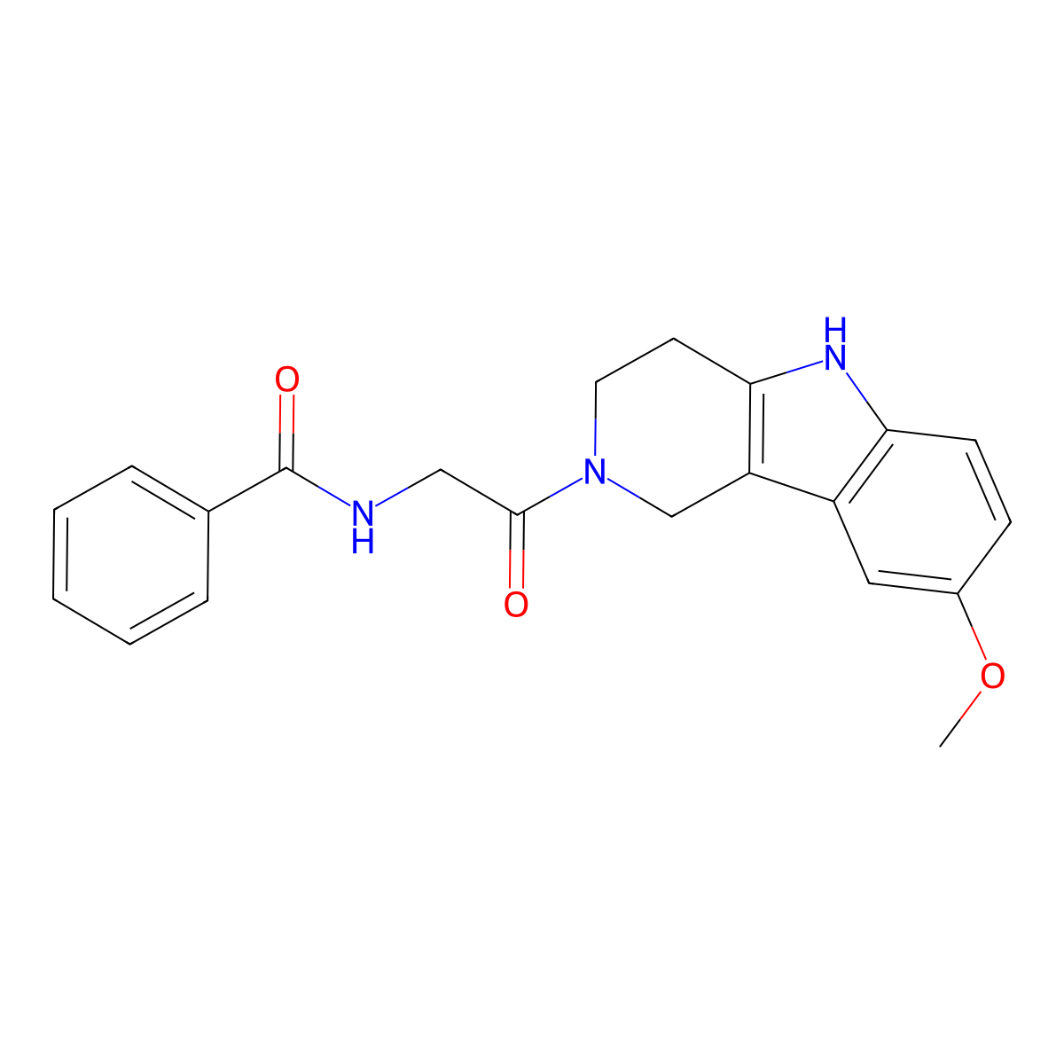 N-[2-(8-methoxy-1,3,4,5-tetrahydro-2H-pyrido[4,3-b]indol-2-yl)-2-oxoethyl]benzamide molecular structure, CAS 1010876-13-7
