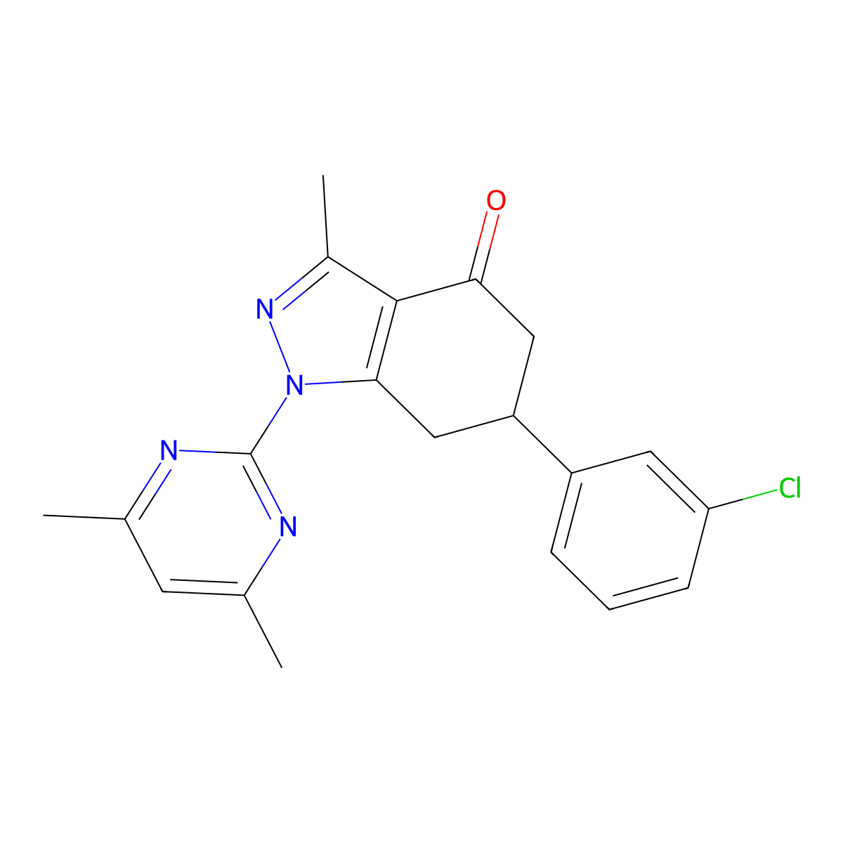 6-(3-chlorophenyl)-1-(4,6-dimethylpyrimidin-2-yl)-3-methyl-1,5,6,7-tetrahydro-4H-indazol-4-one molecular structure, CAS 1010876-14-8