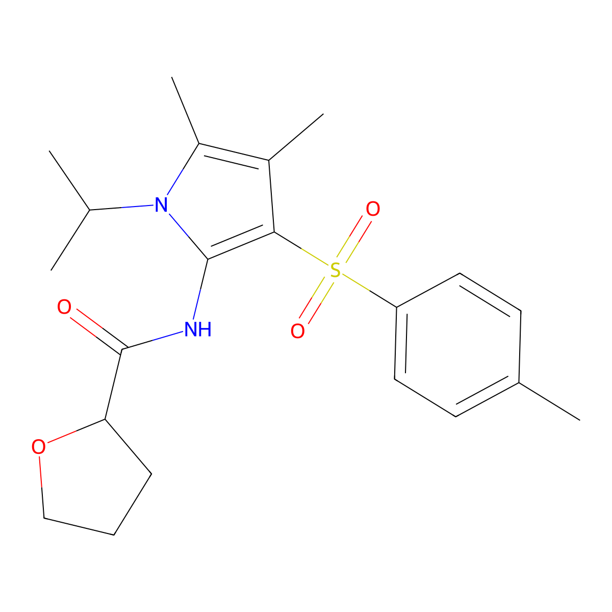 N-{4,5-dimethyl-3-[(4-methylphenyl)sulfonyl]-1-(propan-2-yl)-1H-pyrrol-2-yl}tetrahydrofuran-2-carboxamide molecular structure, CAS 1010876-20-6