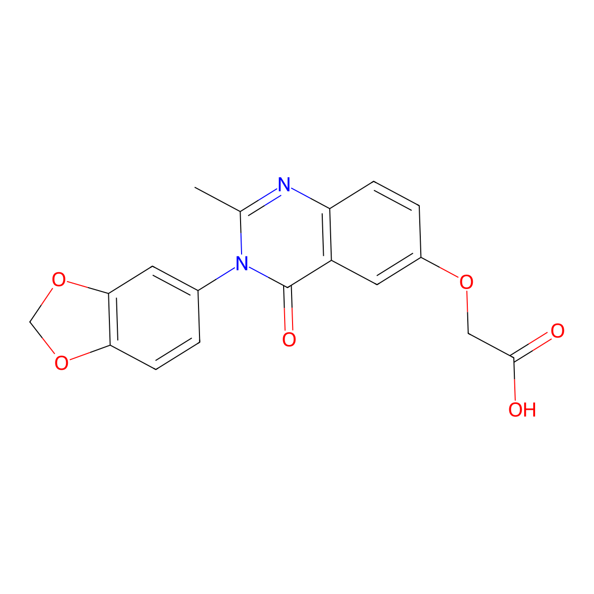 {[3-(1,3-Benzodioxol-5-yl)-2-methyl-4-oxo-3,4-dihydroquinazolin-6-yl]oxy}acetic acid molecular structure, CAS 1010876-21-7