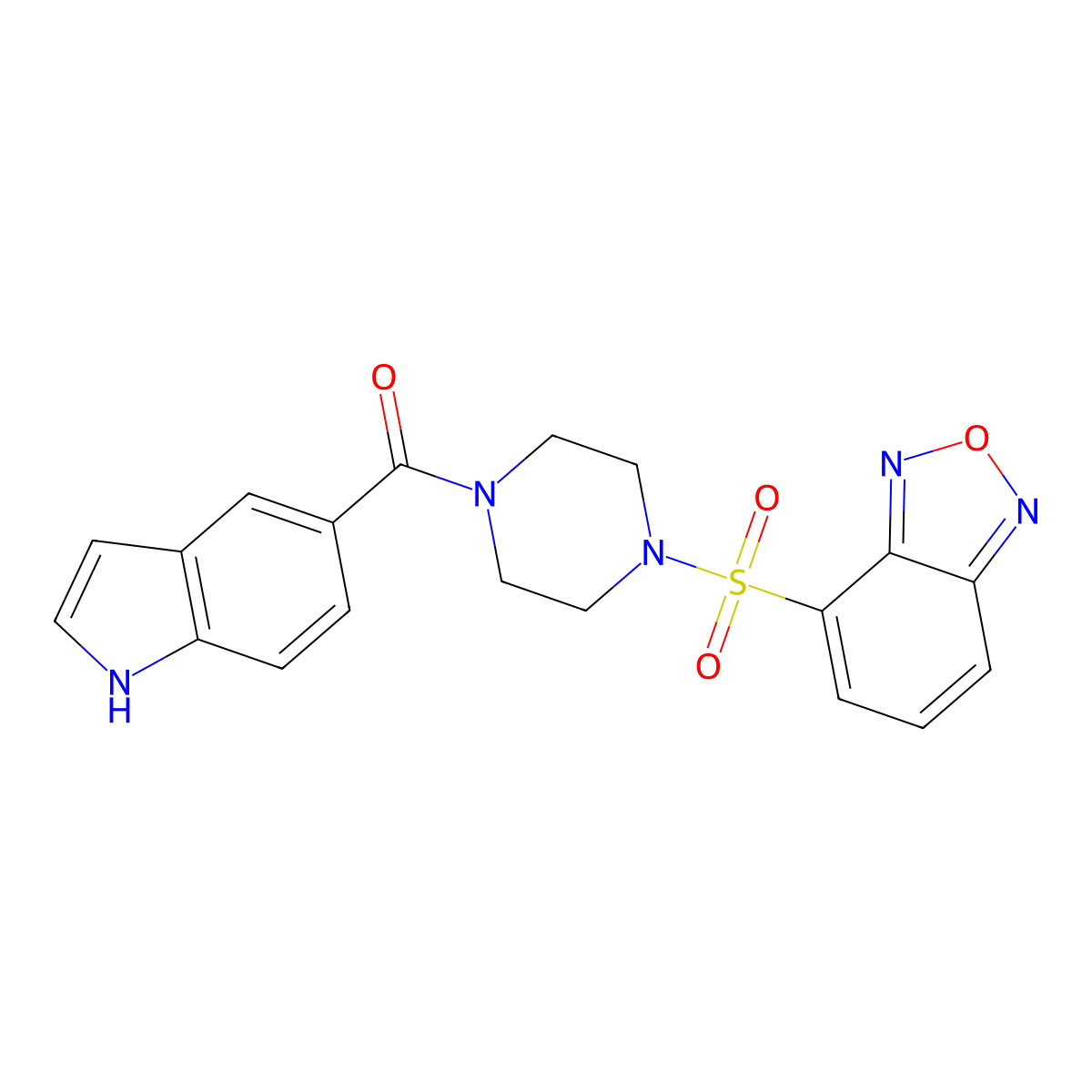 [4-(2,1,3-benzoxadiazol-4-ylsulfonyl)piperazin-1-yl](1H-indol-5-yl)methanone molecular structure, CAS 1010876-32-0