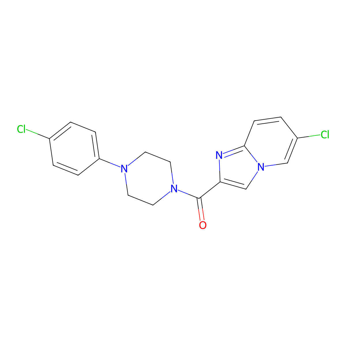 (6-Chloroimidazo[1,2-a]pyridin-2-yl)[4-(4-chlorophenyl)piperazin-1-yl]methanone molecular structure, CAS 1010876-39-7