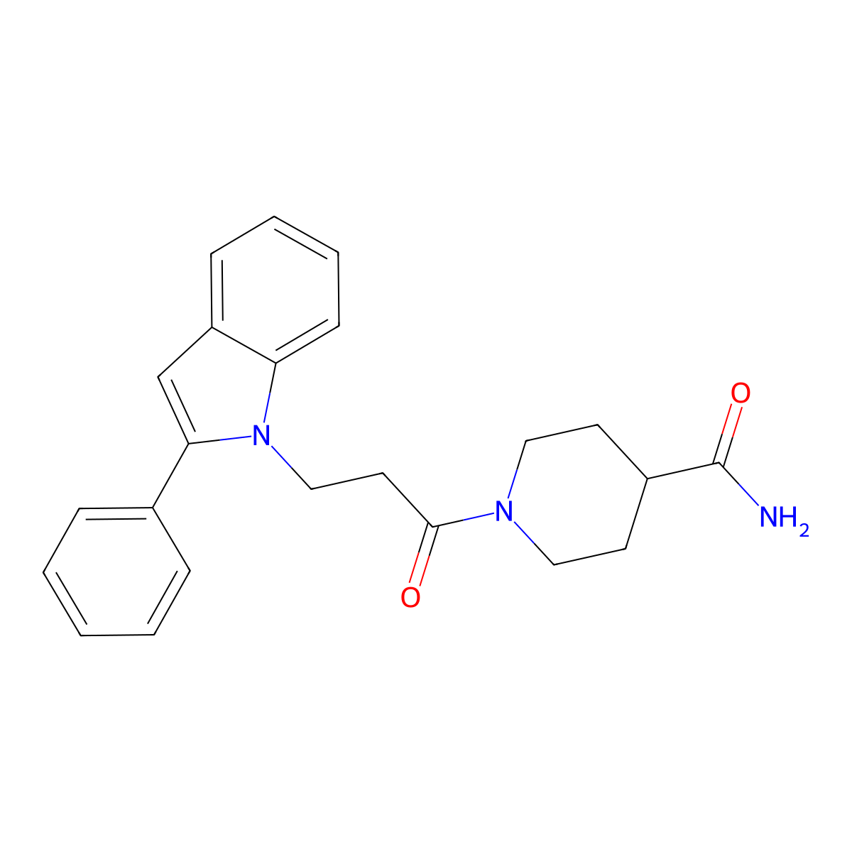 1-[3-(2-phenyl-1H-indol-1-yl)propanoyl]piperidine-4-carboxamide molecular structure, CAS 1010876-47-7