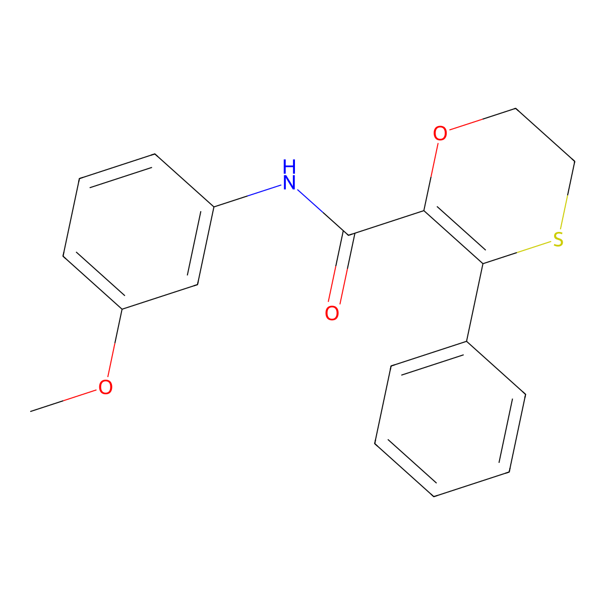 N-(3-methoxyphenyl)-3-phenyl-5,6-dihydro-1,4-oxathiine-2-carboxamide molecular structure, CAS 1010876-55-7