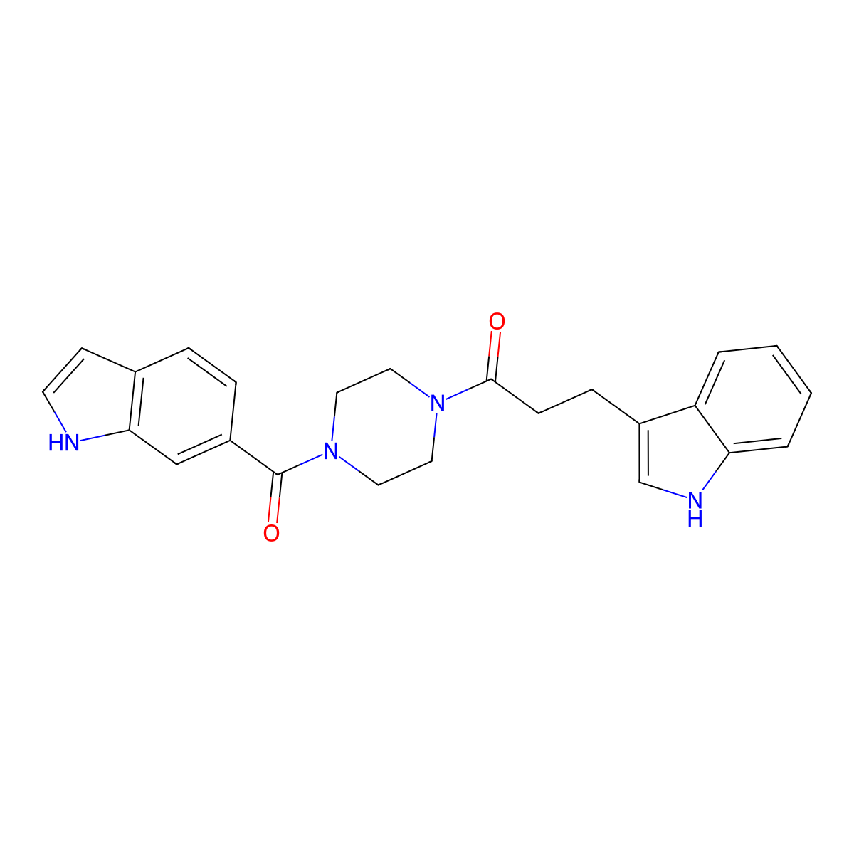 3-(1H-indol-3-yl)-1-[4-(1H-indol-6-ylcarbonyl)piperazin-1-yl]propan-1-one molecular structure, CAS 1010876-56-8