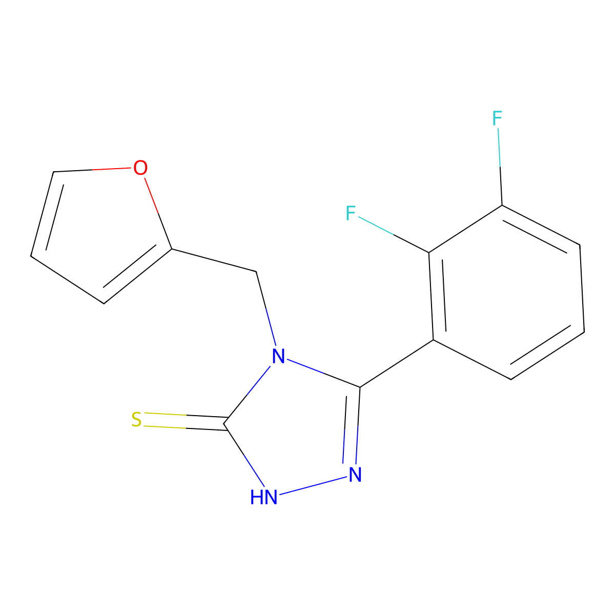 5-(2,3-Difluorophenyl)-4-(furan-2-ylmethyl)-1,2,4-triazole-3-thiol molecular structure, CAS 1010876-57-9
