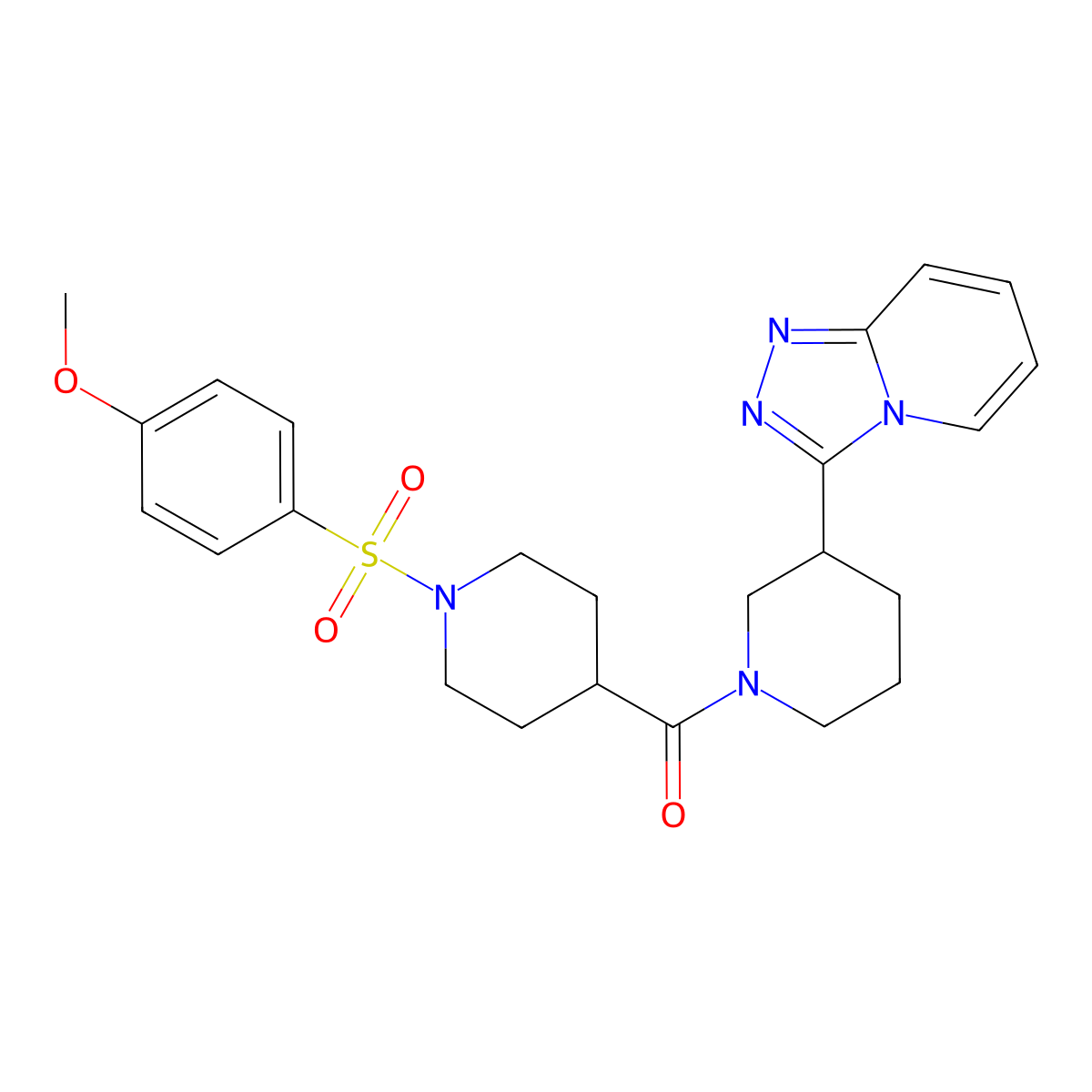 {1-[(4-Methoxyphenyl)sulfonyl]piperidin-4-yl}[3-([1,2,4]triazolo[4,3-a]pyridin-3-yl)piperidin-1-yl]methanone molecular structure, CAS 1010876-63-7