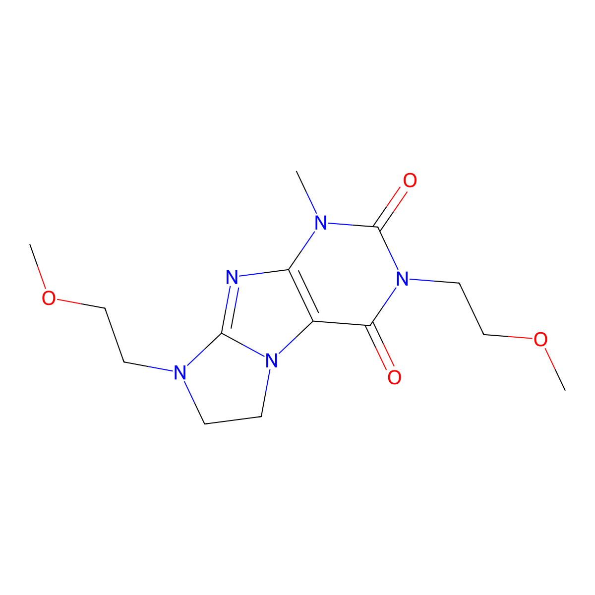 3,8-bis(2-methoxyethyl)-1-methyl-7,8-dihydro-1H-imidazo[2,1-f]purine-2,4(3H,6H)-dione molecular structure, CAS 1010876-72-8