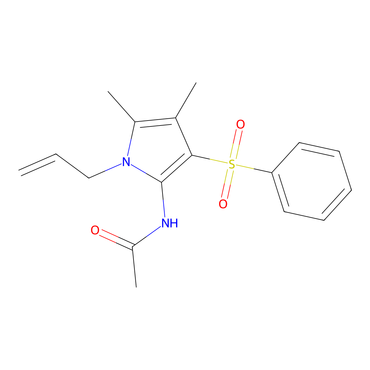 N-[4,5-dimethyl-3-(phenylsulfonyl)-1-(prop-2-en-1-yl)-1H-pyrrol-2-yl]acetamide molecular structure, CAS 1010876-79-5