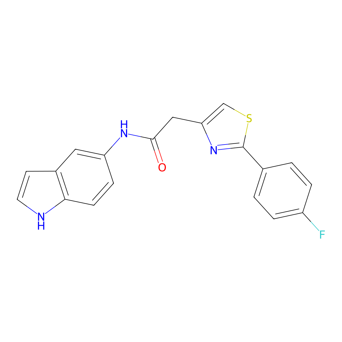 2-[2-(4-fluorophenyl)-1,3-thiazol-4-yl]-N-(1H-indol-5-yl)acetamide molecular structure, CAS 1010876-83-1
