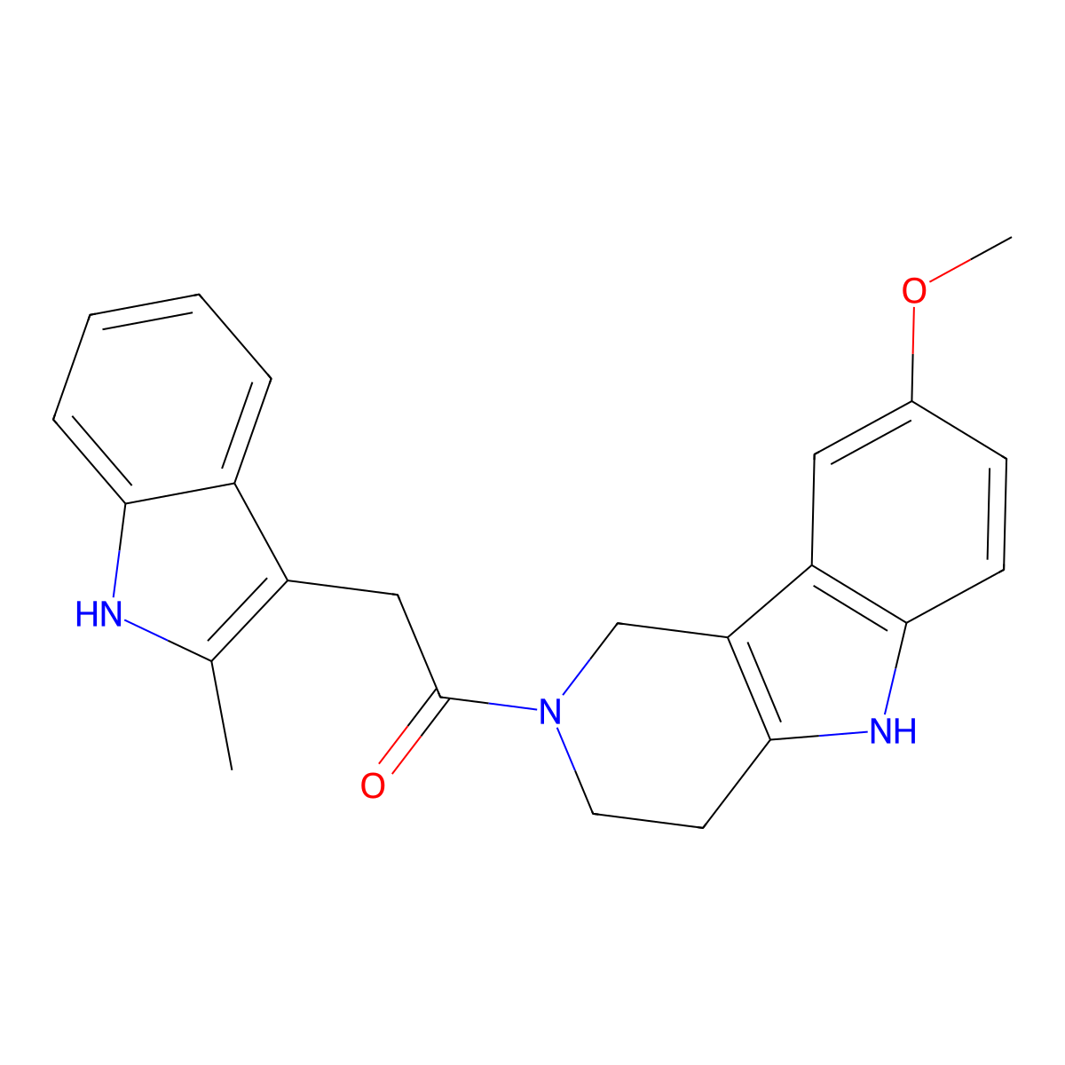 1-(8-methoxy-1,3,4,5-tetrahydro-2H-pyrido[4,3-b]indol-2-yl)-2-(2-methyl-1H-indol-3-yl)ethanone molecular structure, CAS 1010876-84-2