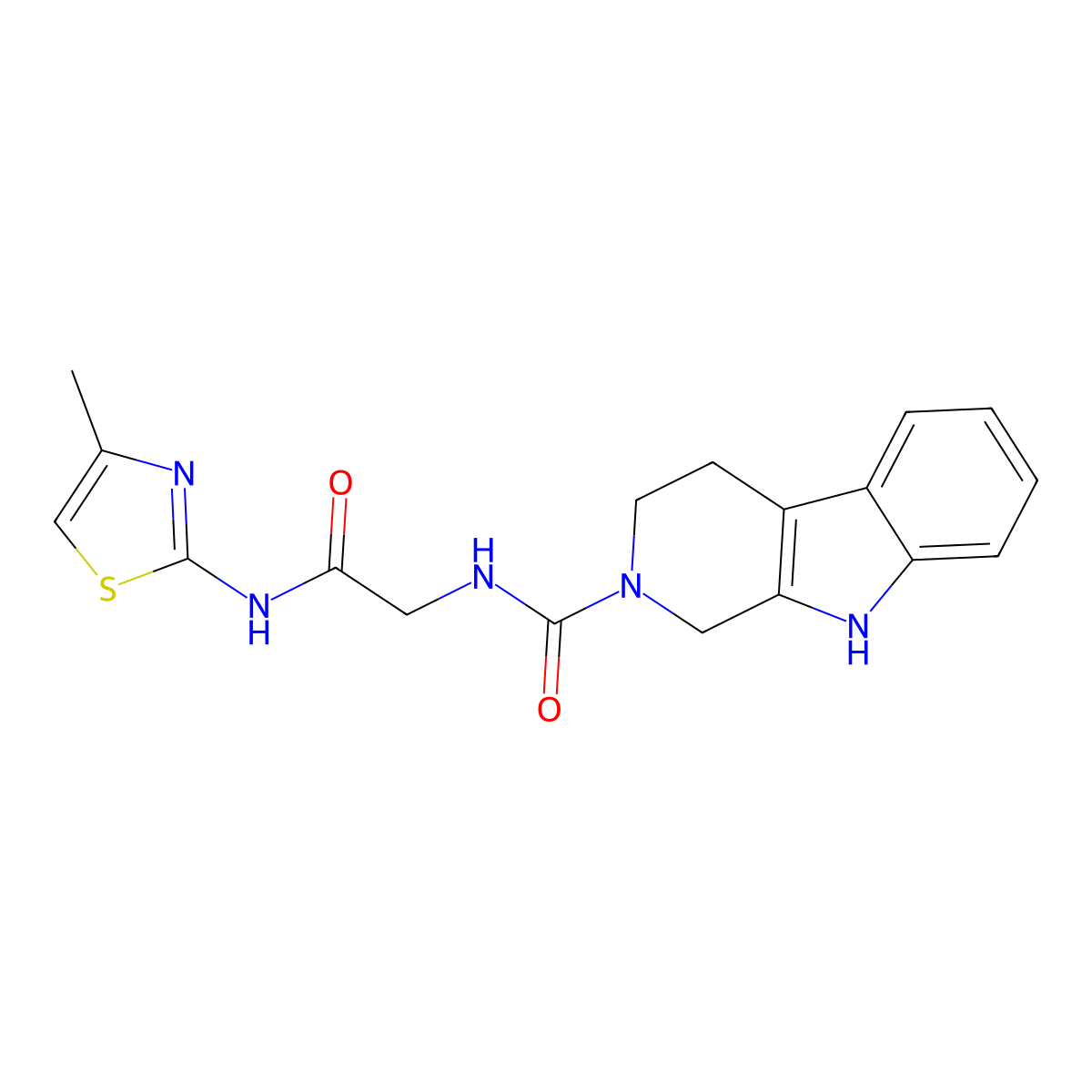 N-(2-((4-methylthiazol-2-yl)amino)-2-oxoethyl)-3,4-dihydro-1H-pyrido[3,4-b]indole-2(9H)-carboxamide molecular structure, CAS 1010876-90-0