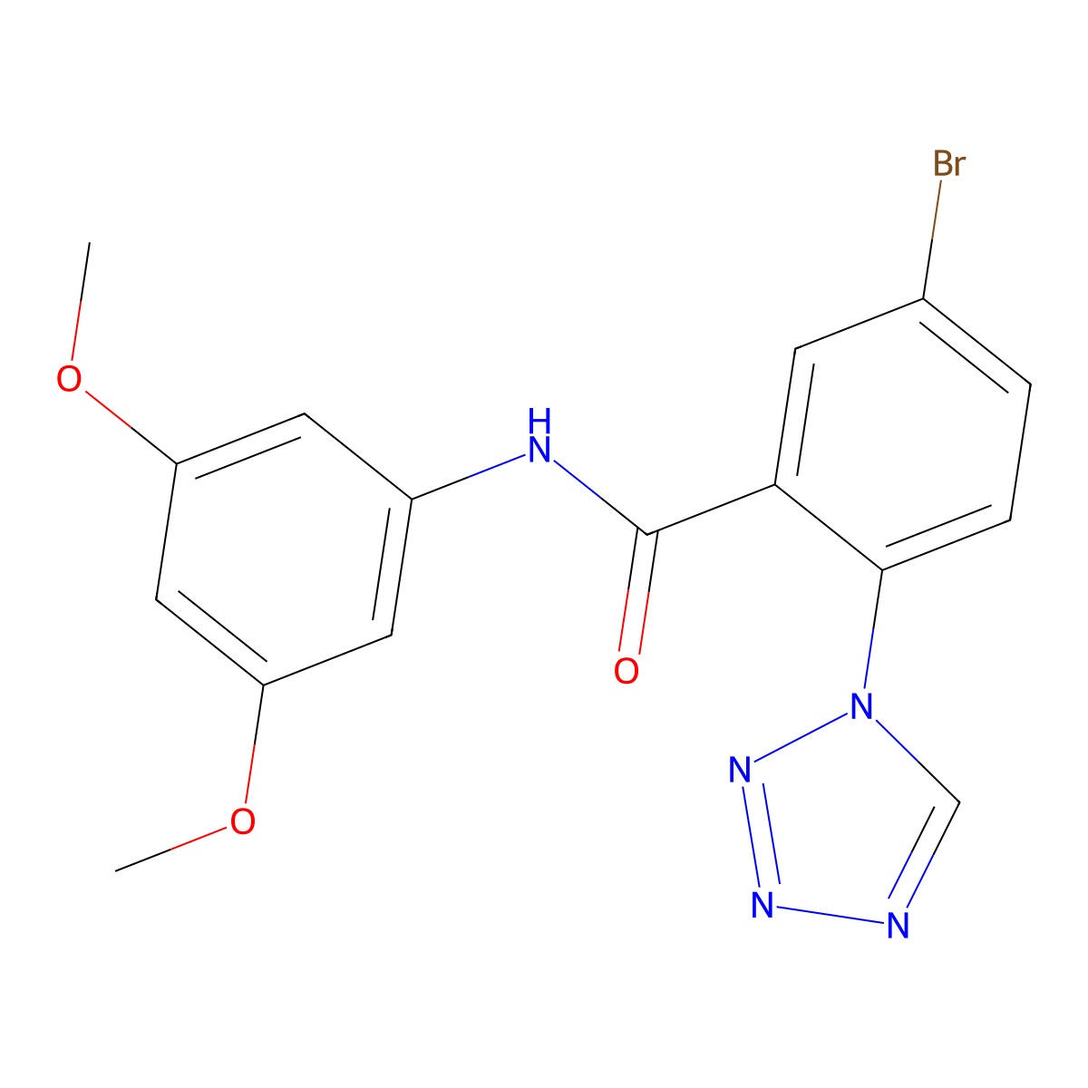 5-bromo-N-(3,5-dimethoxyphenyl)-2-(1H-tetrazol-1-yl)benzamide molecular structure, CAS 1010876-92-2