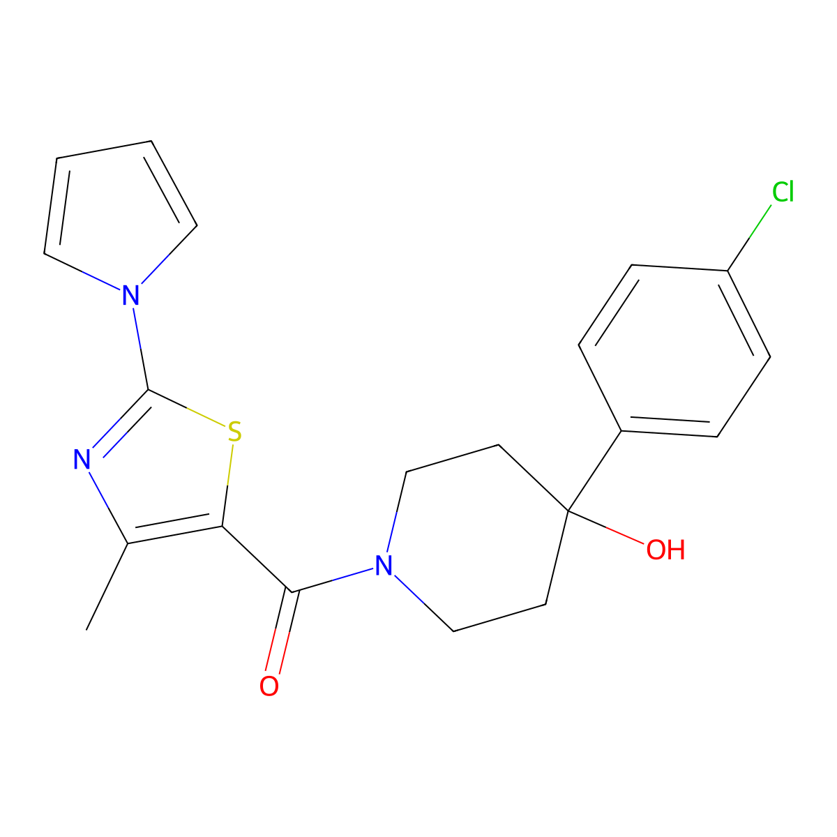 [4-(4-chlorophenyl)-4-hydroxypiperidino][4-methyl-2-(1H-pyrrol-1-yl)-1,3-thiazol-5-yl]methanone molecular structure, CAS 1010876-97-7