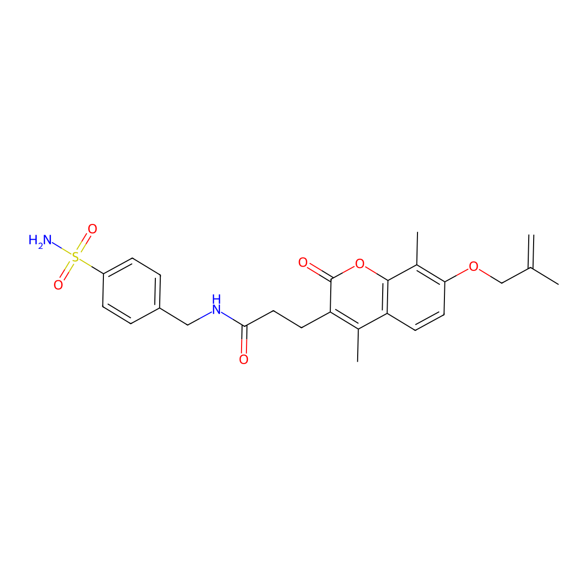 3-{4,8-dimethyl-7-[(2-methylprop-2-en-1-yl)oxy]-2-oxo-2H-chromen-3-yl}-N-(4-sulfamoylbenzyl)propanamide molecular structure, CAS 1010877-07-2