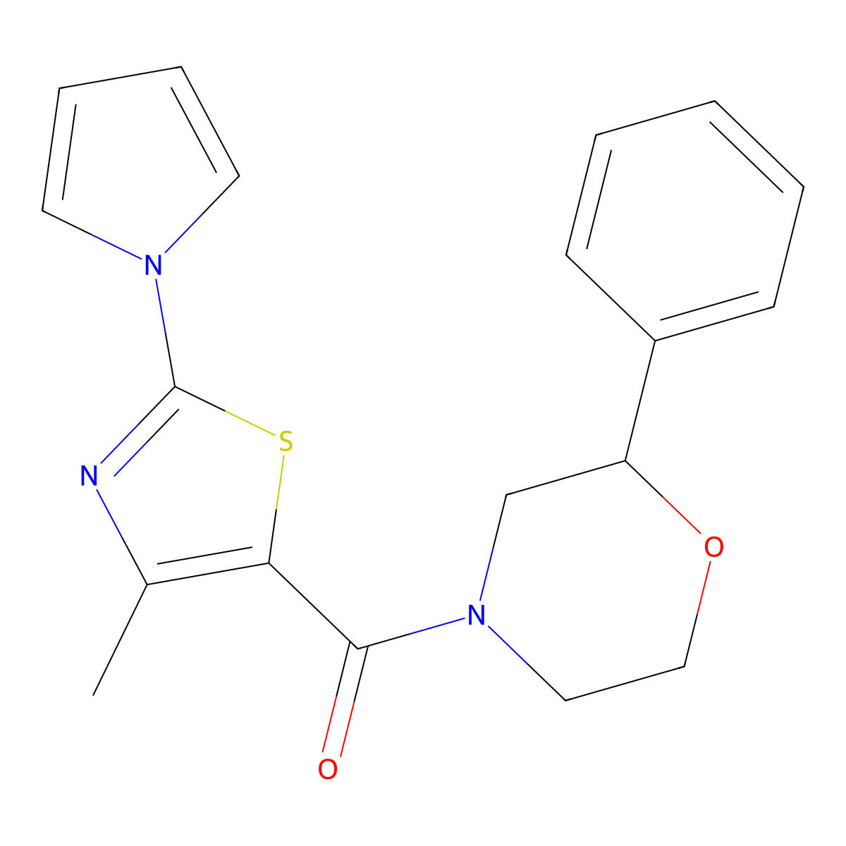 [4-methyl-2-(1H-pyrrol-1-yl)-1,3-thiazol-5-yl](2-phenylmorpholin-4-yl)methanone molecular structure, CAS 1010877-12-9