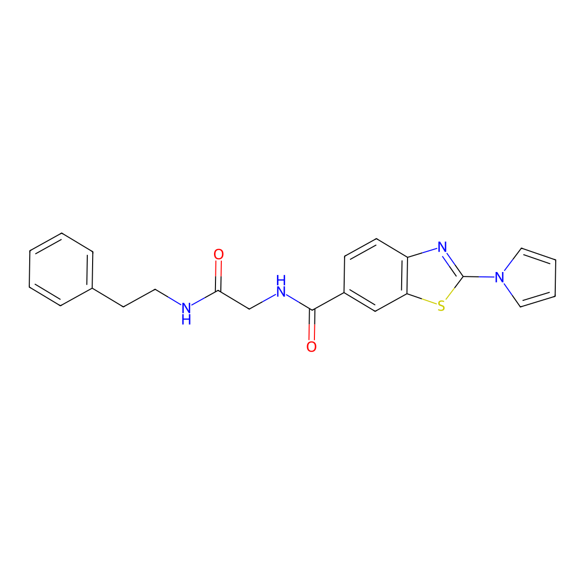 N-{2-oxo-2-[(2-phenylethyl)amino]ethyl}-2-(1H-pyrrol-1-yl)-1,3-benzothiazole-6-carboxamide molecular structure, CAS 1010877-16-3