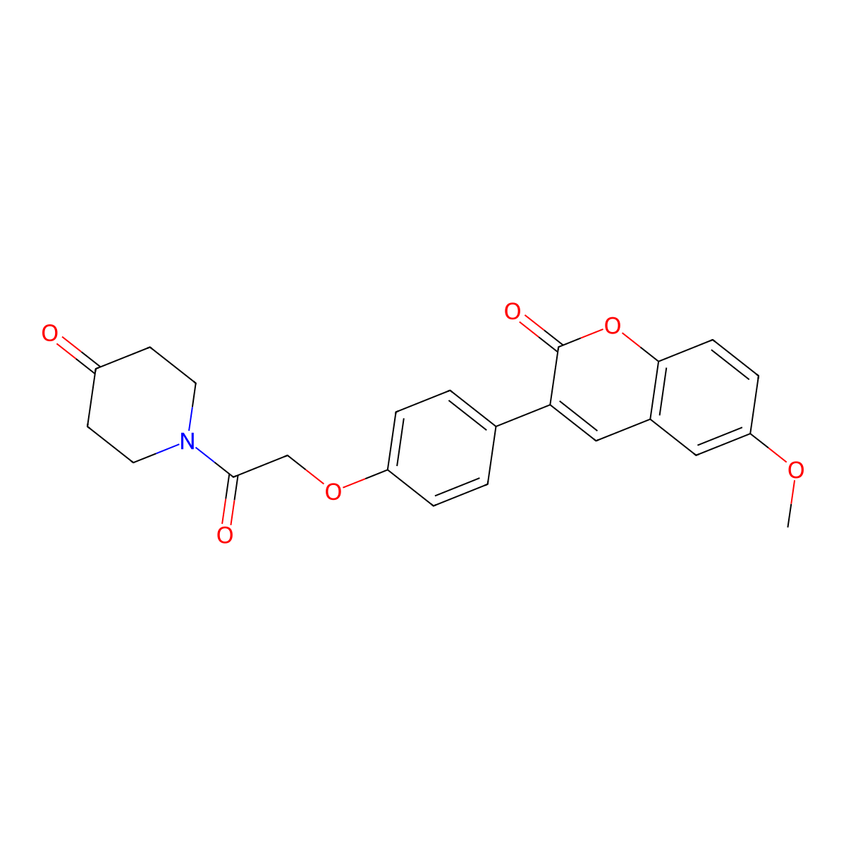1-{[4-(6-methoxy-2-oxo-2H-chromen-3-yl)phenoxy]acetyl}piperidin-4-one molecular structure, CAS 1010877-23-2