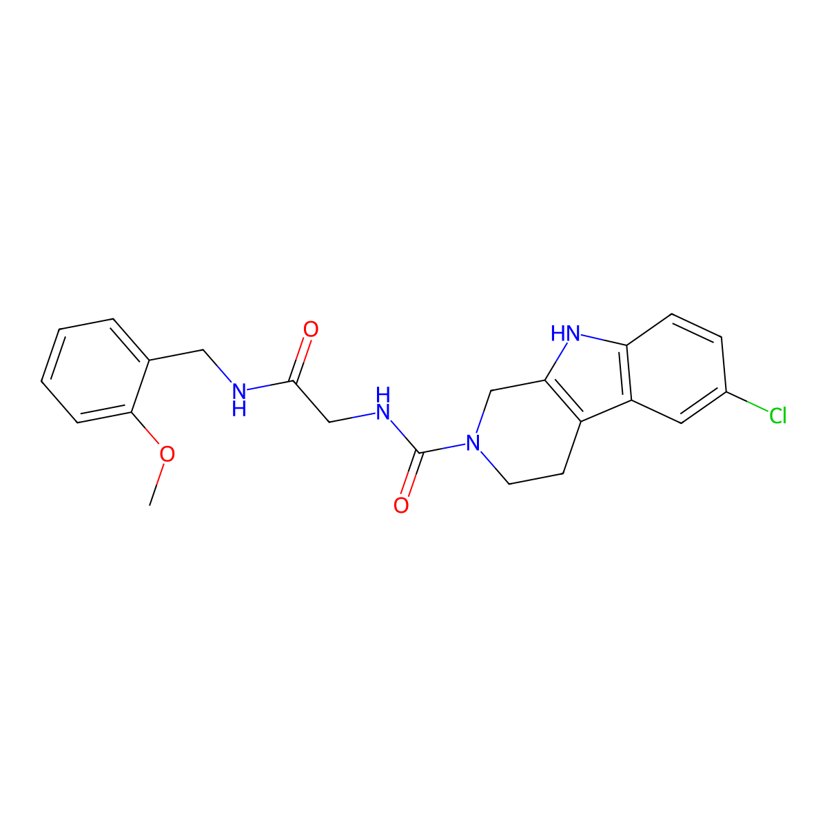6-chloro-N-{2-[(2-methoxybenzyl)amino]-2-oxoethyl}-1,3,4,9-tetrahydro-2H-beta-carboline-2-carboxamide molecular structure, CAS 1010877-26-5