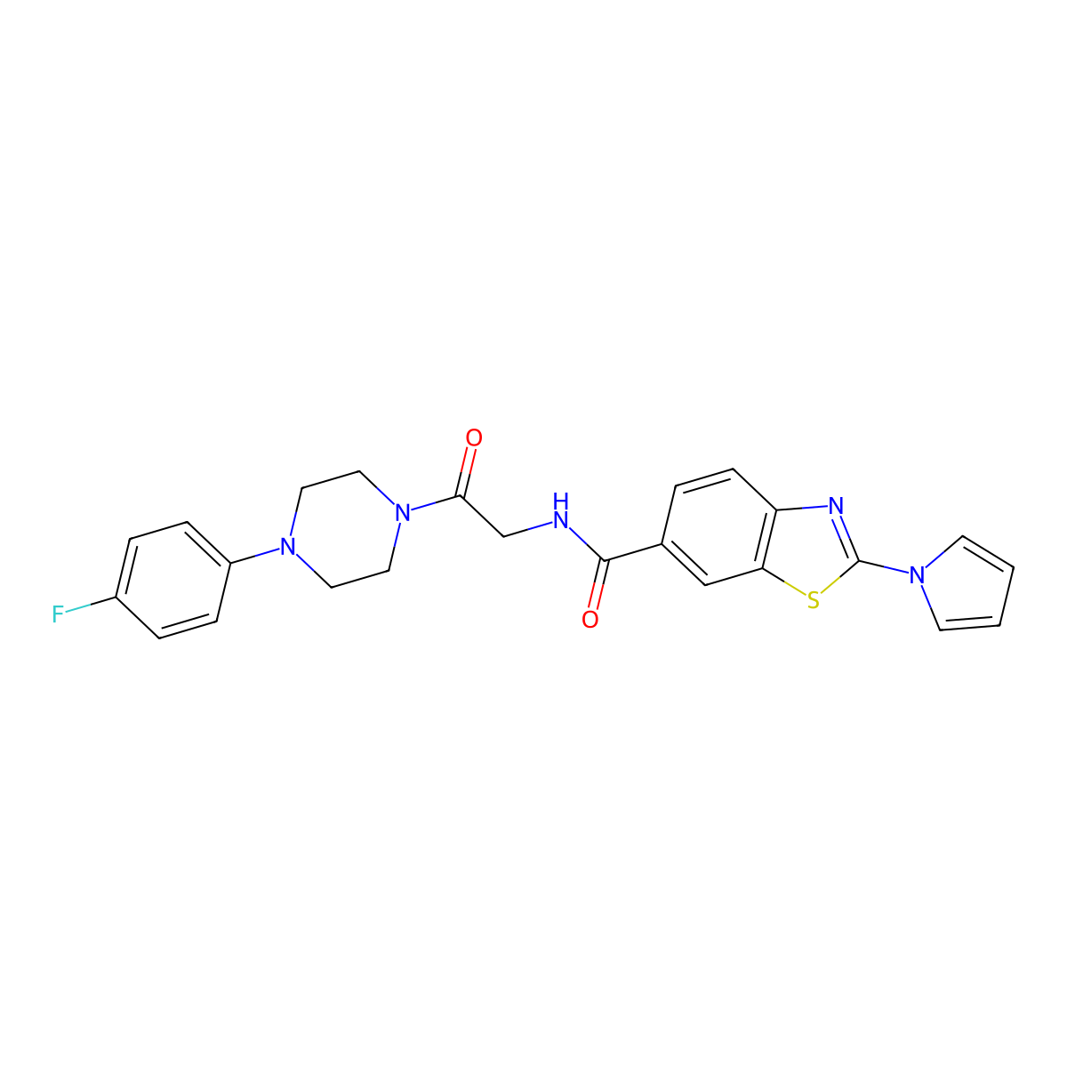 N-{2-[4-(4-fluorophenyl)piperazin-1-yl]-2-oxoethyl}-2-(1H-pyrrol-1-yl)-1,3-benzothiazole-6-carboxamide molecular structure, CAS 1010877-30-1
