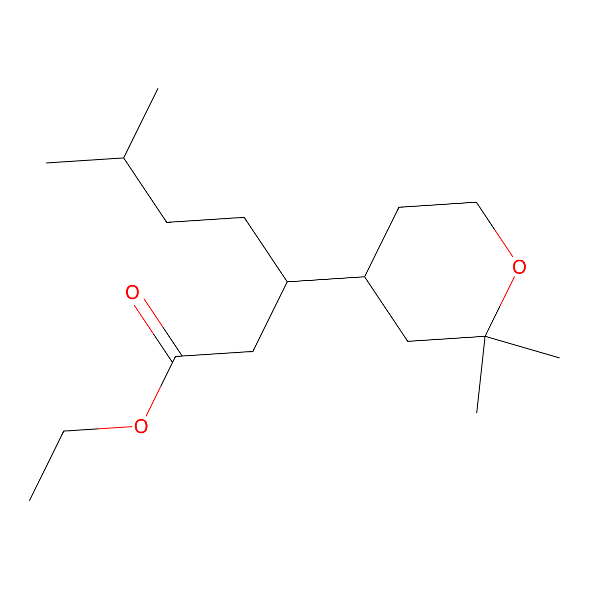 ethyl 3-(2,2-dimethyltetrahydro-2H-pyran-4-yl)-6-methylheptanoate molecular structure, CAS 1010877-41-4
