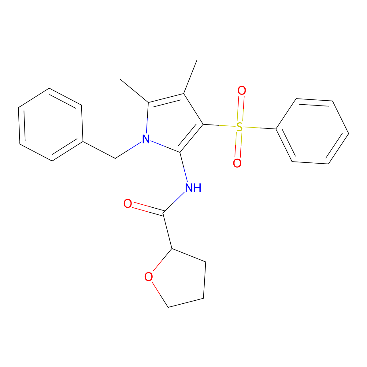 N-[1-benzyl-4,5-dimethyl-3-(phenylsulfonyl)-1H-pyrrol-2-yl]tetrahydrofuran-2-carboxamide molecular structure, CAS 1010877-48-1