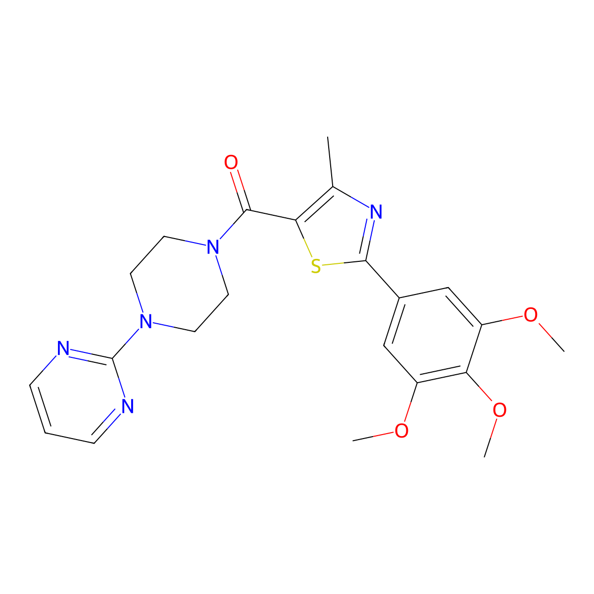 [4-Methyl-2-(3,4,5-trimethoxyphenyl)-1,3-thiazol-5-yl][4-(2-pyrimidinyl)piperazino]methanone molecular structure, CAS 1010877-50-5