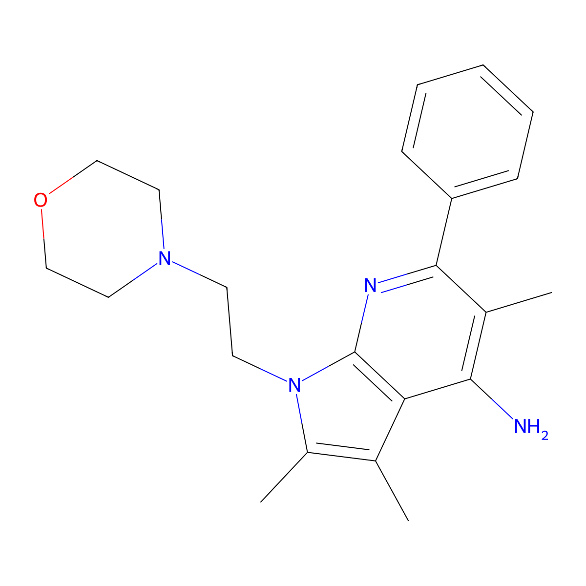 2,3,5-trimethyl-1-[2-(morpholin-4-yl)ethyl]-6-phenyl-1H-pyrrolo[2,3-b]pyridin-4-amine molecular structure, CAS 1010877-56-1