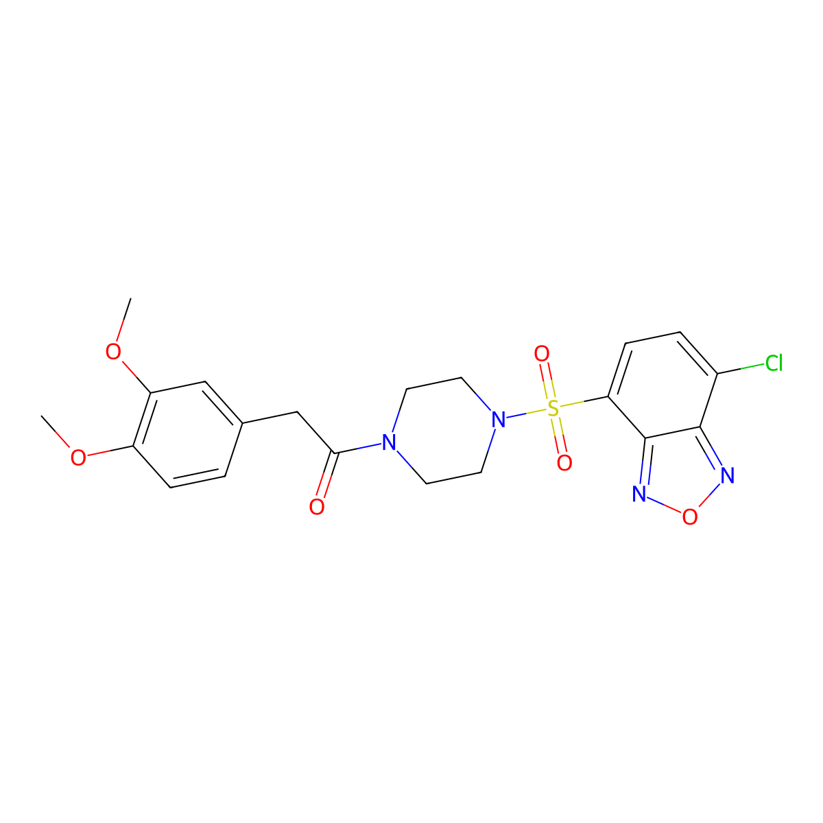 1-{4-[(7-Chloro-2,1,3-benzoxadiazol-4-yl)sulfonyl]piperazin-1-yl}-2-(3,4-dimethoxyphenyl)ethanone molecular structure, CAS 1010877-81-2