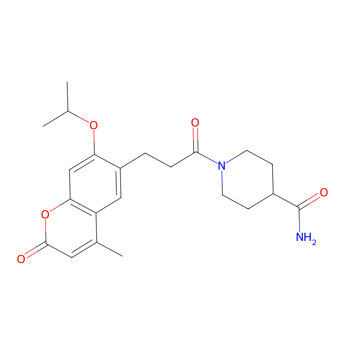1-(3-(7-isopropoxy-4-methyl-2-oxo-2H-chromen-6-yl)propanoyl)piperidine-4-carboxamide molecular structure, CAS 1010877-91-4
