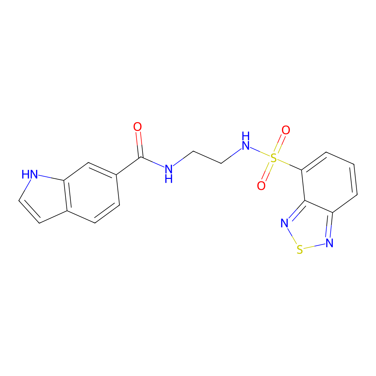 N-{2-[(2,1,3-benzothiadiazol-4-ylsulfonyl)amino]ethyl}-1H-indole-6-carboxamide molecular structure, CAS 1010877-99-2
