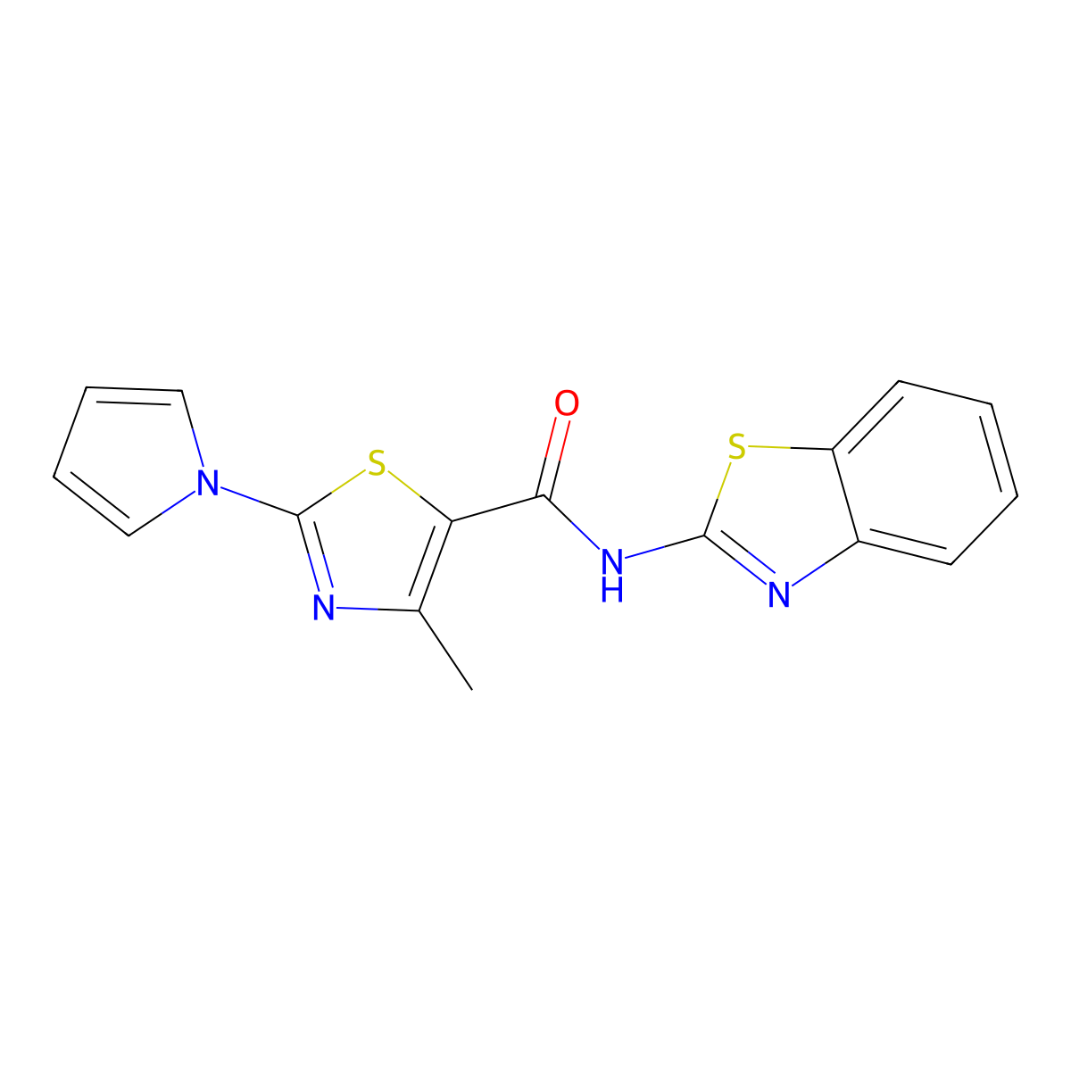 N-1,3-benzothiazol-2-yl-4-methyl-2-(1H-pyrrol-1-yl)-1,3-thiazole-5-carboxamide molecular structure, CAS 1010878-09-7